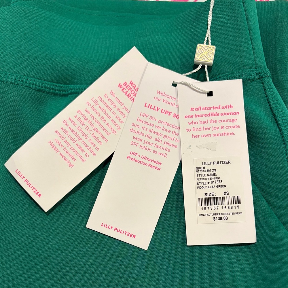🌿 Lilly Pulitzer UPF 50+ 30.5" Alwyn High Rise Pant, Fiddle Leaf Green, FLAWED - Picture 14 of 16